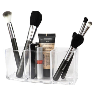 Home Basics 3 Compartment Plastic Make Up Organizer, Clear $3.00 EACH, CASE PACK OF 12