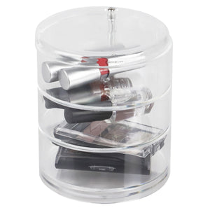 Home Basics 3 Tier Swivel Shatter-Resistant Plastic Cosmetic Organizer, Clear $5.00 EACH, CASE PACK OF 12