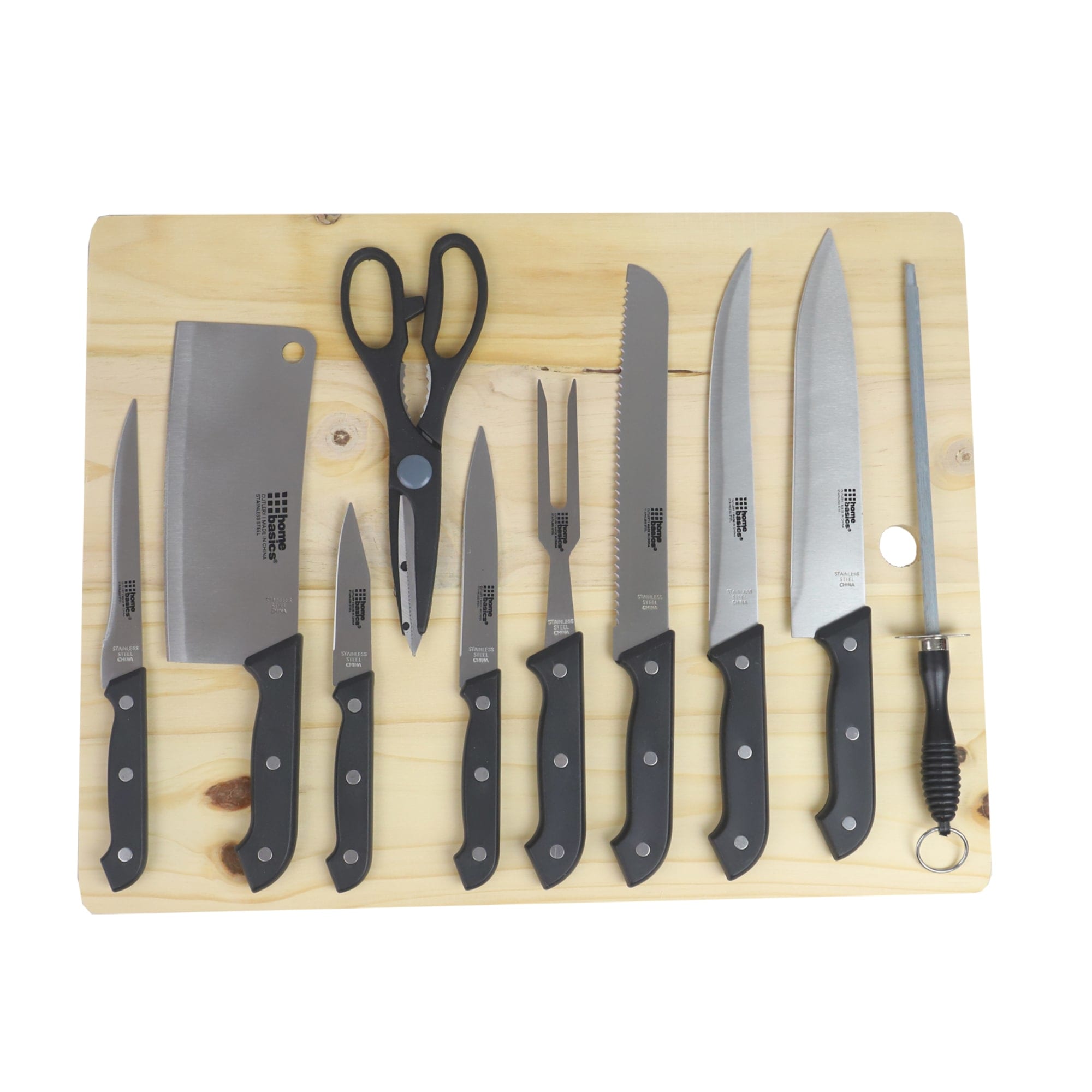 Home Basics 10 Piece Knife Set with Cutting Board, FOOD PREP