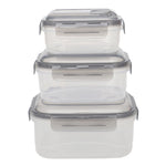 Load image into Gallery viewer, Home Basics Locking Rectangle Food Storage Containers with Grey Steam Vented Lids, (Set of 3) $6.00 EACH, CASE PACK OF 12
