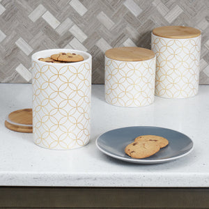 Home Basics Vescia 3 Piece Ceramic Canister Set with Bamboo Top, White
 $20.00 EACH, CASE PACK OF 3