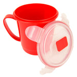 Load image into Gallery viewer, Home Basics 24 oz. Plastic Microwaveable Soup Mug, Red/Clear $2.00 EACH, CASE PACK OF 24
