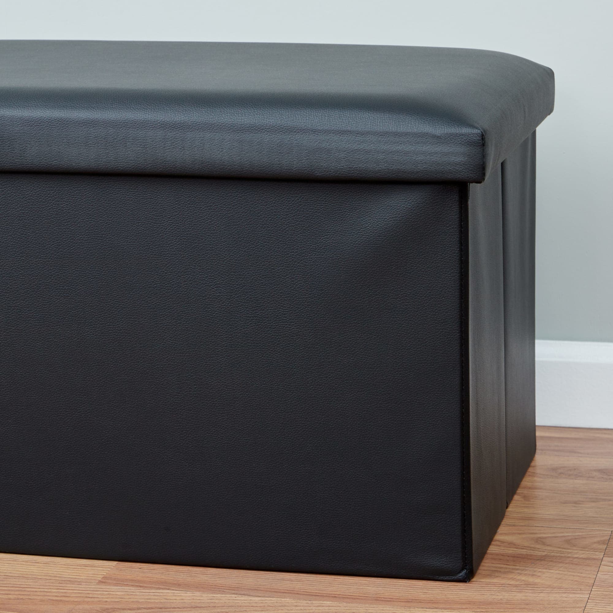 Home Basics Faux Leather Rectangular Storage Ottoman, Black $25.00 EACH, CASE PACK OF 4