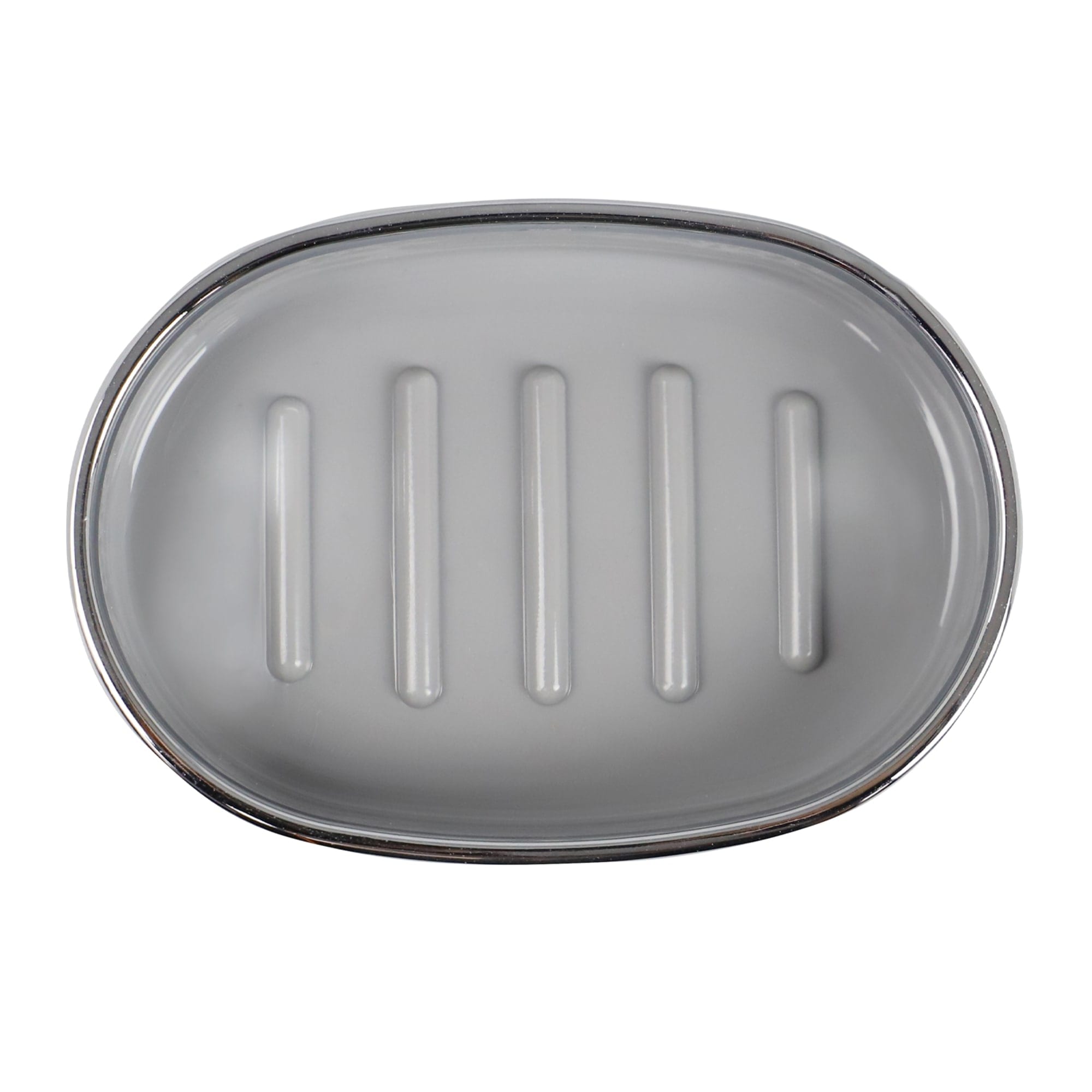 Home Basics Skylar Oval Ridged ABS Plastic Soap Dish, Grey $3.00 EACH, CASE PACK OF 12
