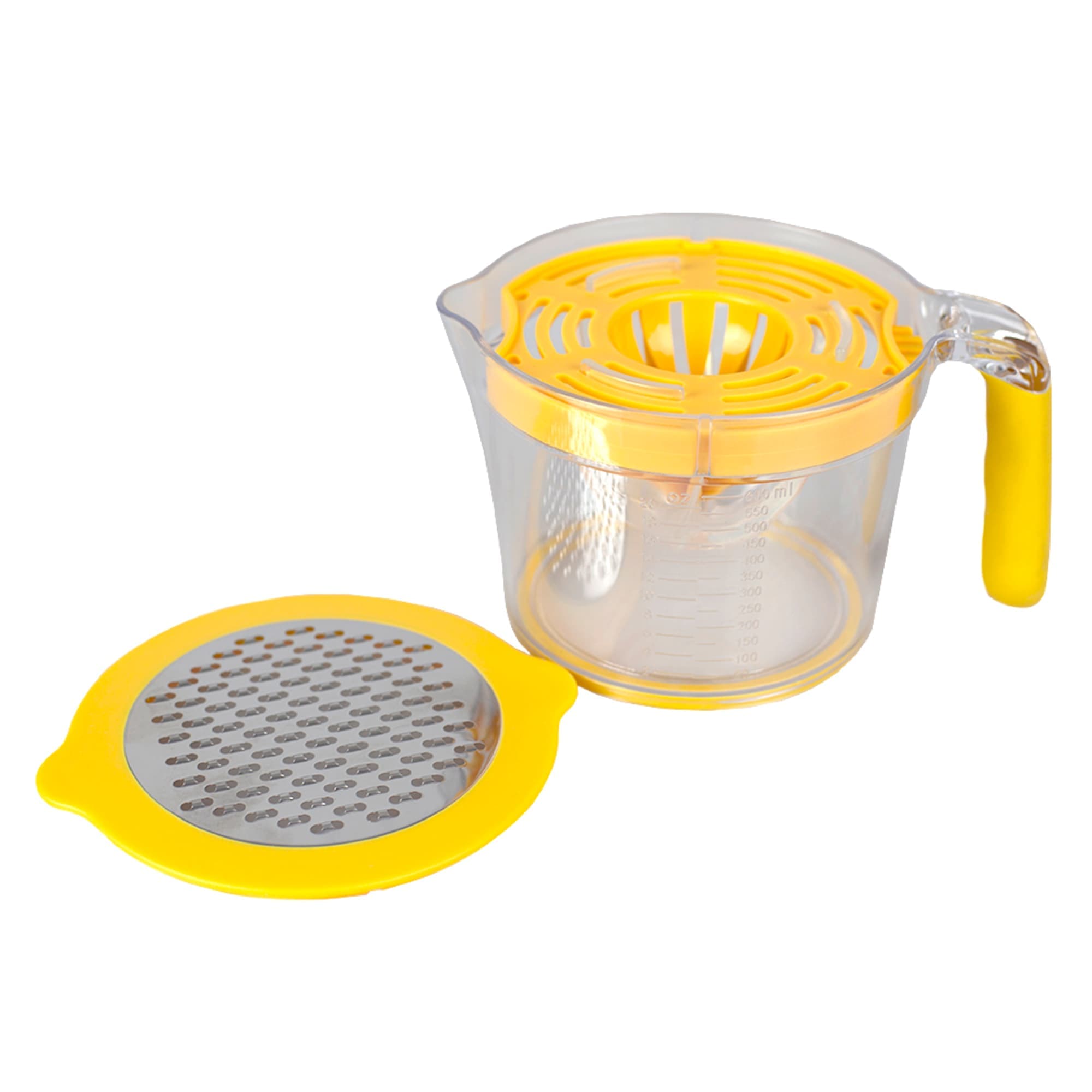 Home Basics 4-in-1  Hand Press Juicer with Built-in Measuring Cup and Egg Separator, Yellow $5.00 EACH, CASE PACK OF 24