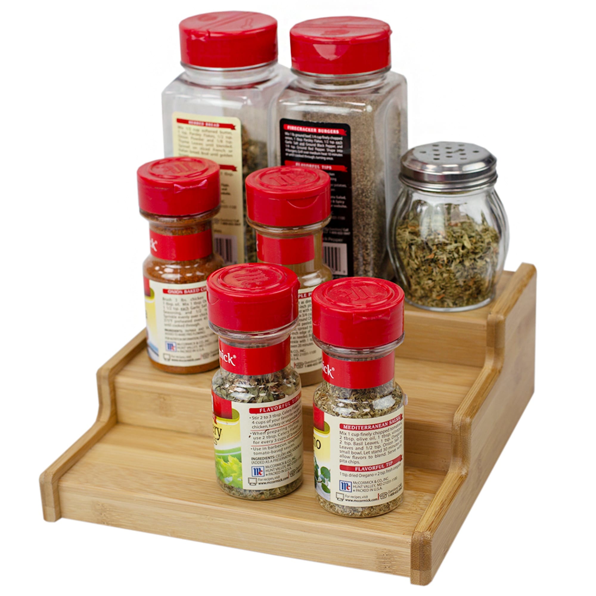 mDesign Bamboo Adjustable, Expandable Spice Rack Organizer - Natural 