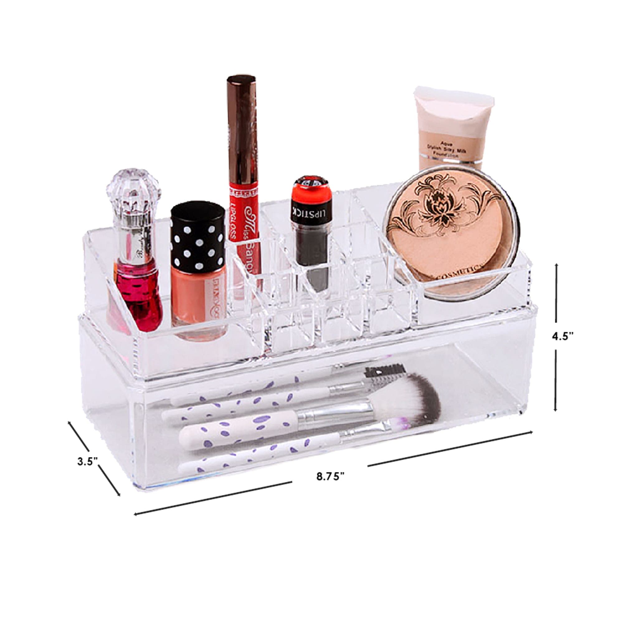 Home Basics Plastic Cosmetic Organizer with Drawer, Clear $5.00 EACH, CASE PACK OF 12