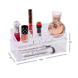 Home Basics Plastic Cosmetic Organizer with Drawer, Clear $5.00 EACH, CASE PACK OF 12