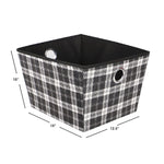 Load image into Gallery viewer, Home Basics Plaid Large Non-Woven Open Storage Bin with Grommet Handles, Black $6.00 EACH, CASE PACK OF 12
