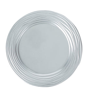 Sophia Grace 12" Metallic Round Plastic Charger Plate with Wave Design on Outer Rim, Regal Silver $2.00 EACH, CASE PACK OF 12
