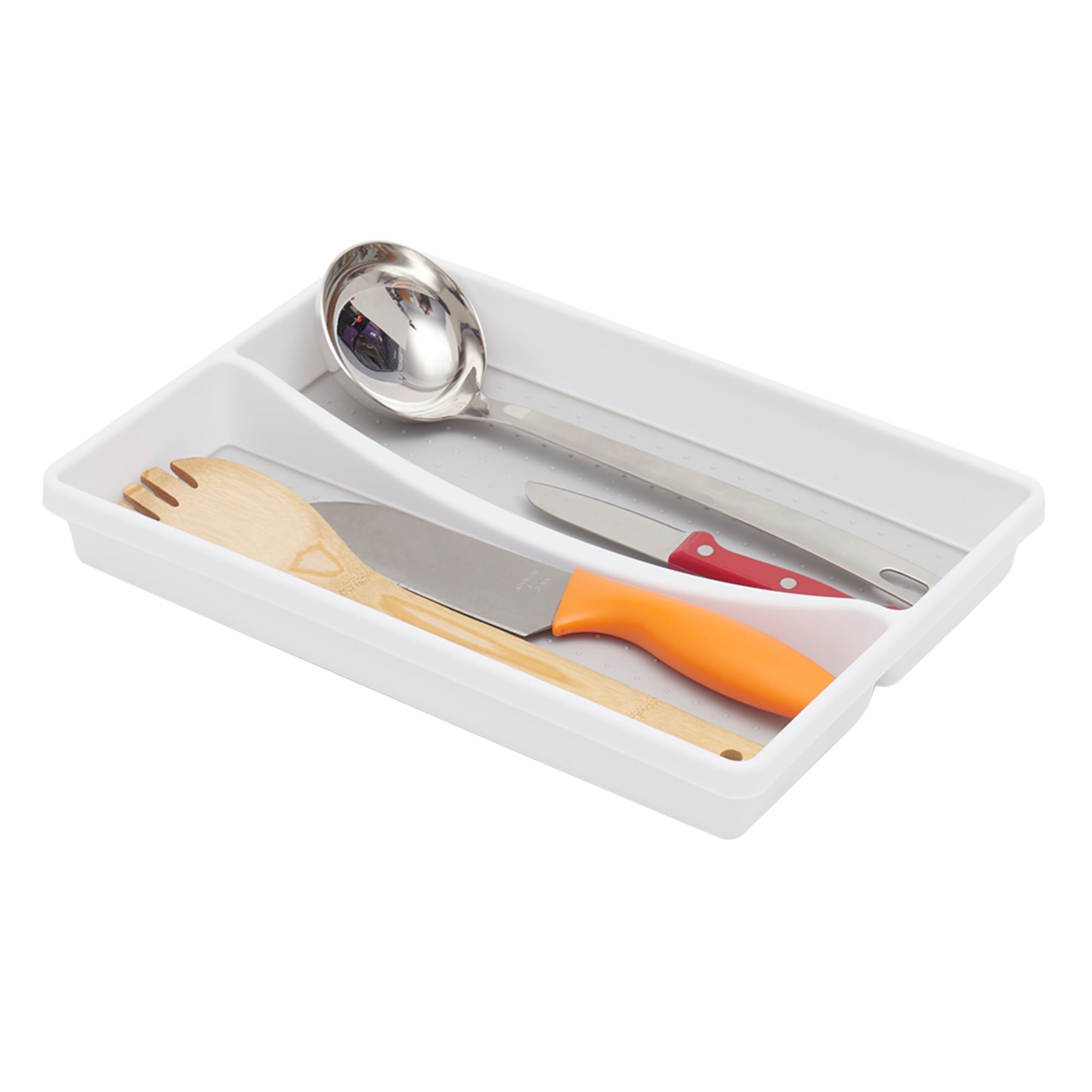 Home Basics 2 Compartment Rubber Lined Plastic Utensil Tray, White $3.00 EACH, CASE PACK OF 12