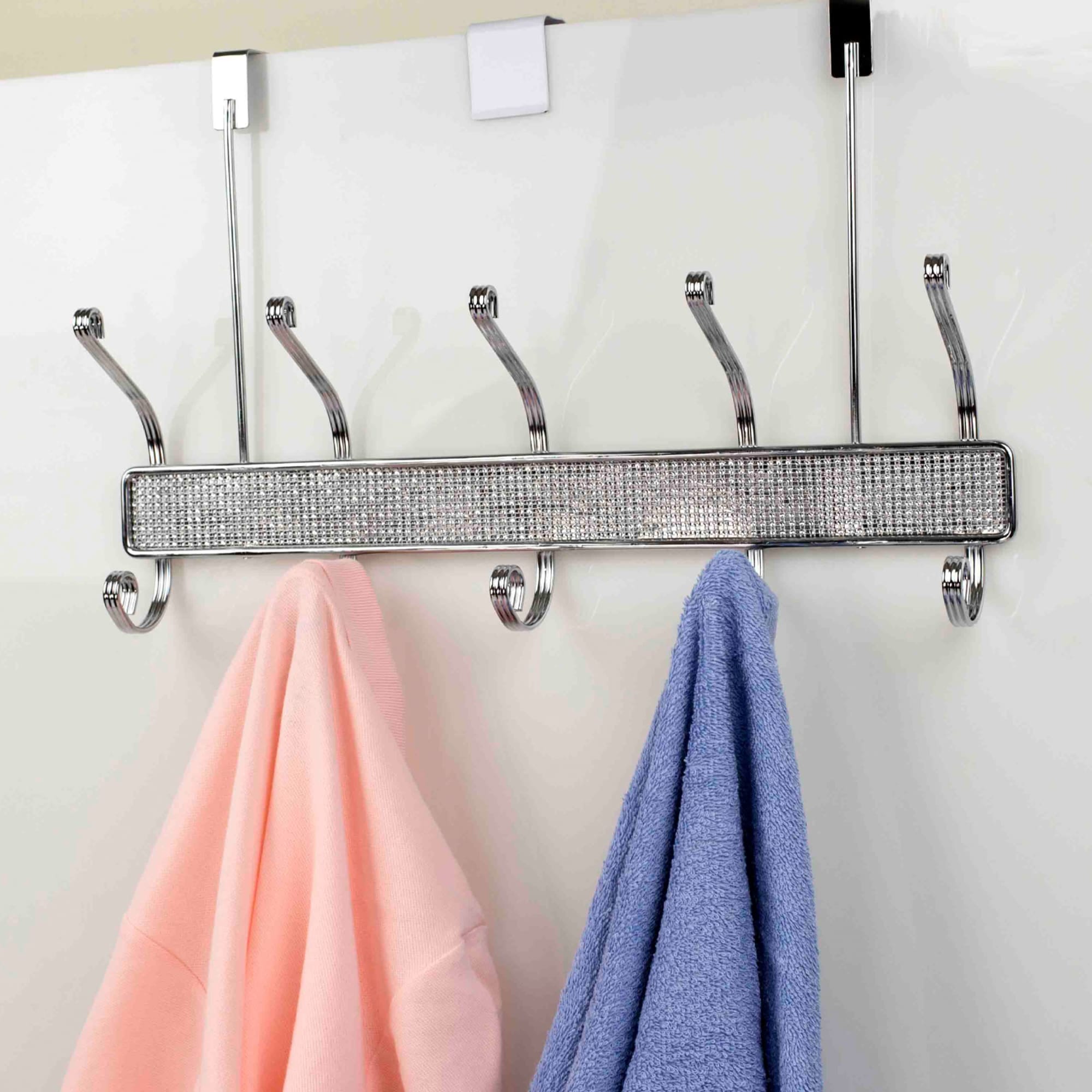 Home Basics Chrome 5 Hook Over the Door Hanging Rack, Diamonds $6.00 EACH, CASE PACK OF 12