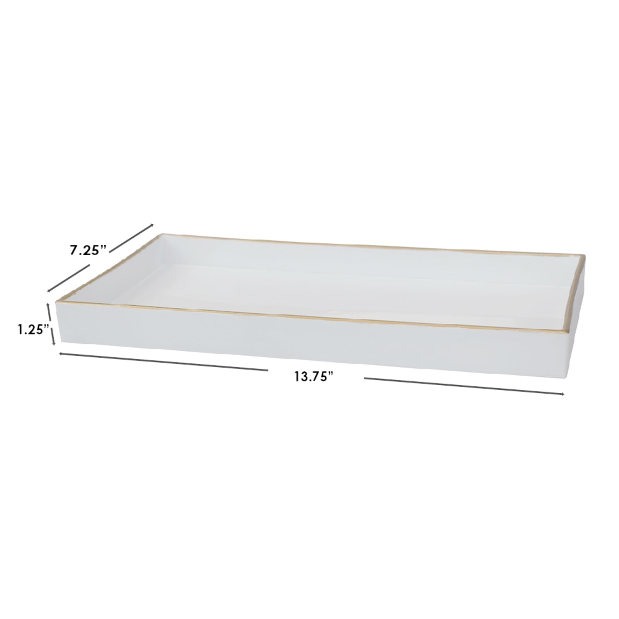 Home Basics White Plastic Vanity Tray with Gold Trim $5.00 EACH, CASE PACK OF 8