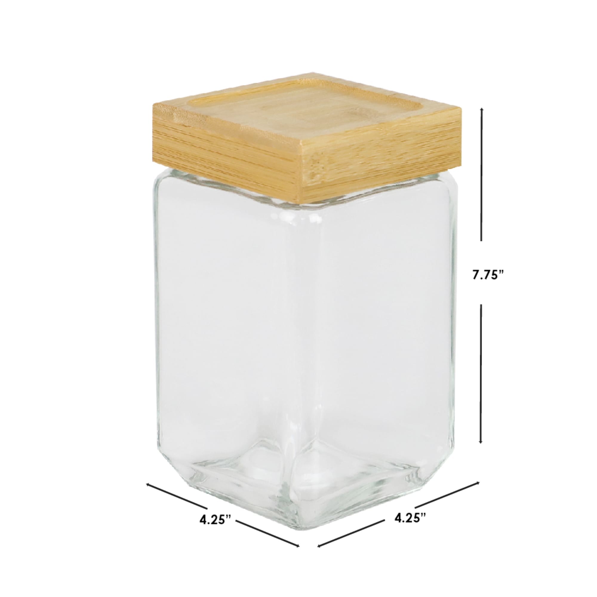 Home Basics 57 oz Square Glass Canister with Bamboo Lid $5.00 EACH, CASE PACK OF 12