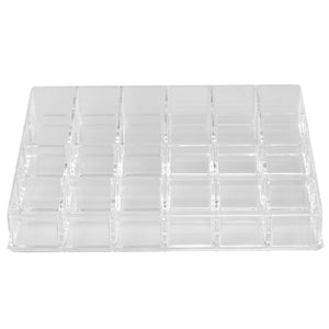 Home Basics 24 Compartment Transparent Plastic Cosmetic Makeup and Nail Polish Storage Organizer Holder, Clear $5.00 EACH, CASE PACK OF 12