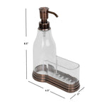 Load image into Gallery viewer, Home Basics Plastic Soap Dispenser with Brushed Steel Top  and Fixed Sponge Holder, Bronze $6.00 EACH, CASE PACK OF 12
