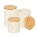 Load image into Gallery viewer, Home Basics 3-Piece Cubix Ceramic Canister Set With Bamboo Lids, Cream - Cream
