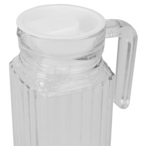 Home Basics Embellished Glass 1 Lt Decorative Beverage Pitcher with No-Mess Pouring Spout and Solid Grip Handle, Clear $4.00 EACH, CASE PACK OF 12
