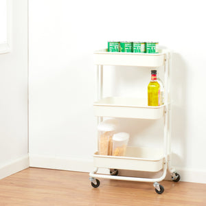 Home Basics 3 Tier Steel Rolling Utility Cart with 2 Locking Wheels, White $30.00 EACH, CASE PACK OF 3