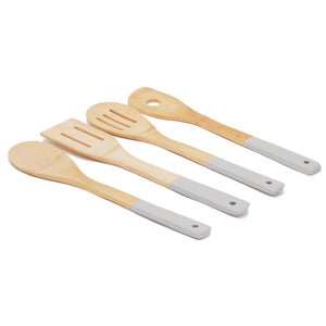 Home Basics 4-Piece Bamboo Kitchen Tool Set, Natural - Assorted Colors