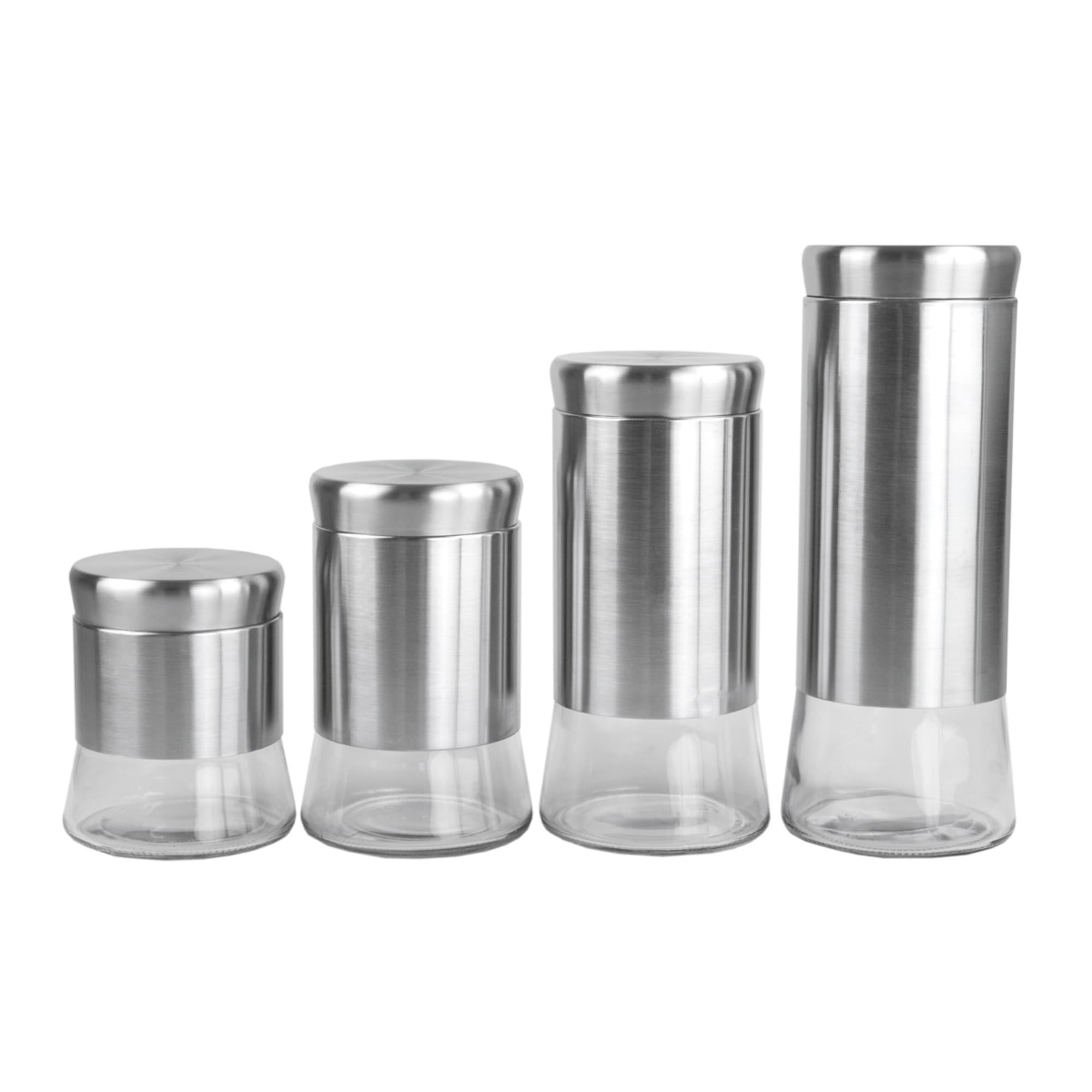Home Basics Essence Collection 4 Piece Stainless Steel Canister Set $15.00 EACH, CASE PACK OF 4