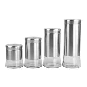 Home Basics Essence Collection 4 Piece Stainless Steel Canister Set $12.00 EACH, CASE PACK OF 4