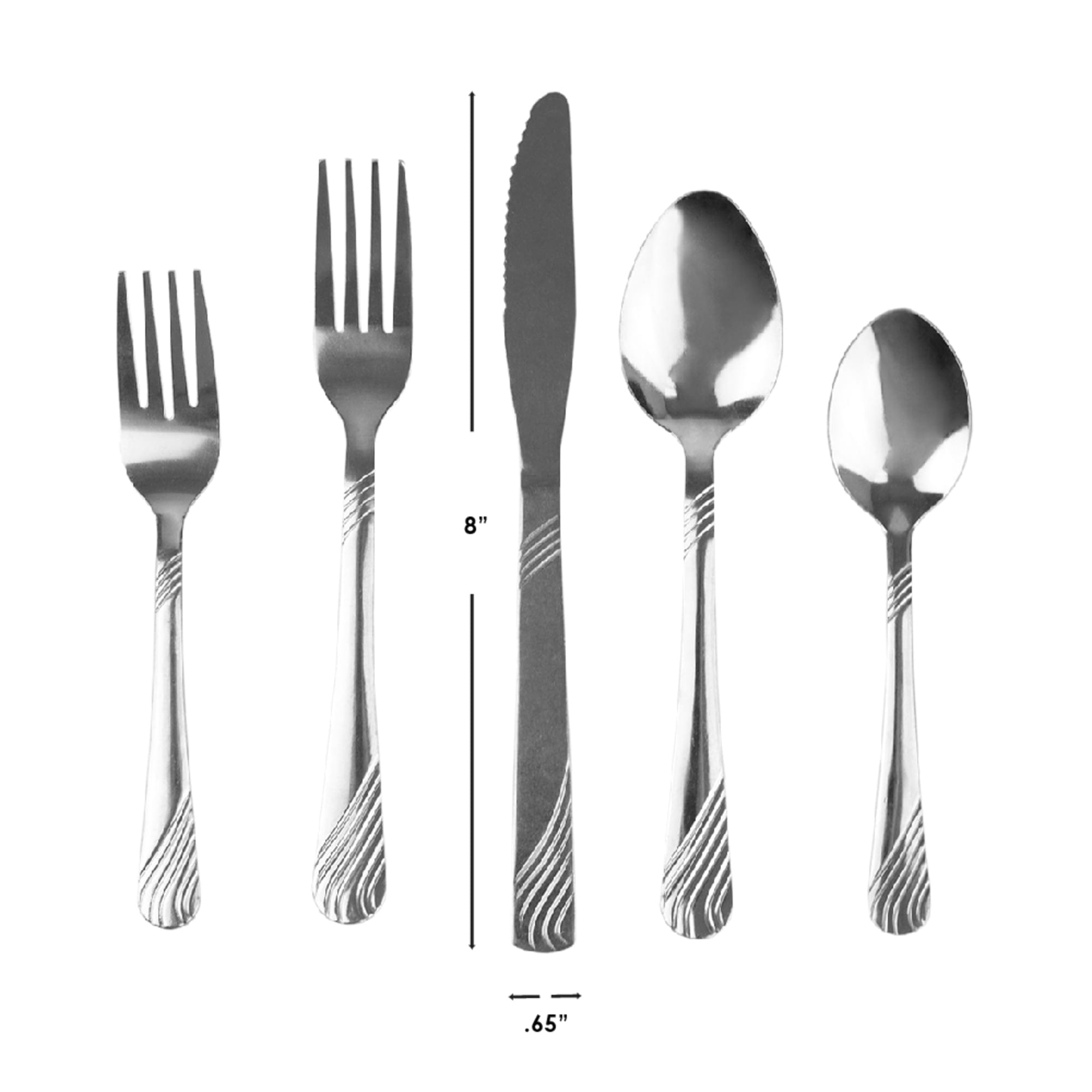 Home Basics River 20 Piece Stainless Steel Flatware Set, Silver $8.00 EACH, CASE PACK OF 12