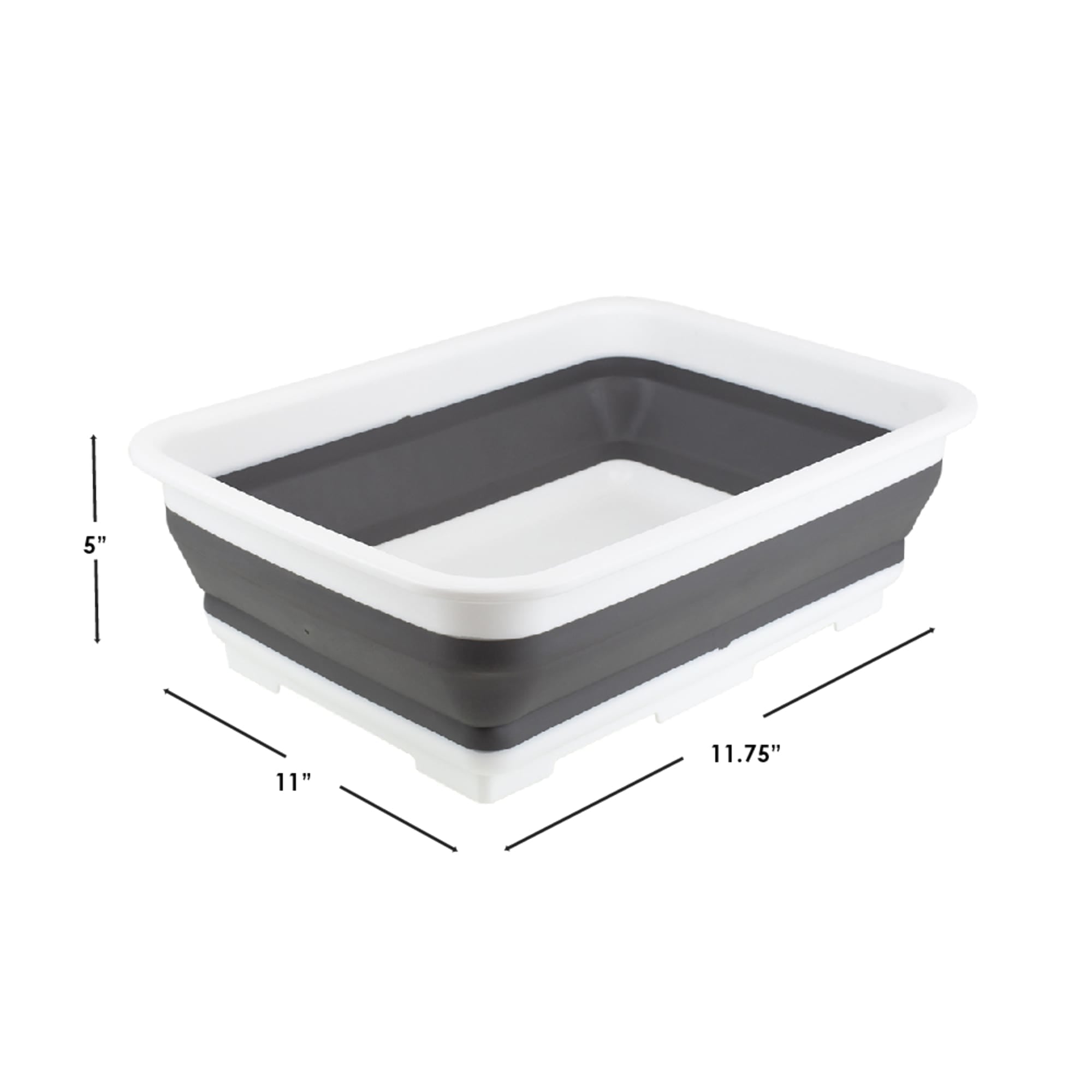 Michael Graves Design Pop Up Collapsible White Plastic and Grey Silicone Dish Pan $6.00 EACH, CASE PACK OF 12