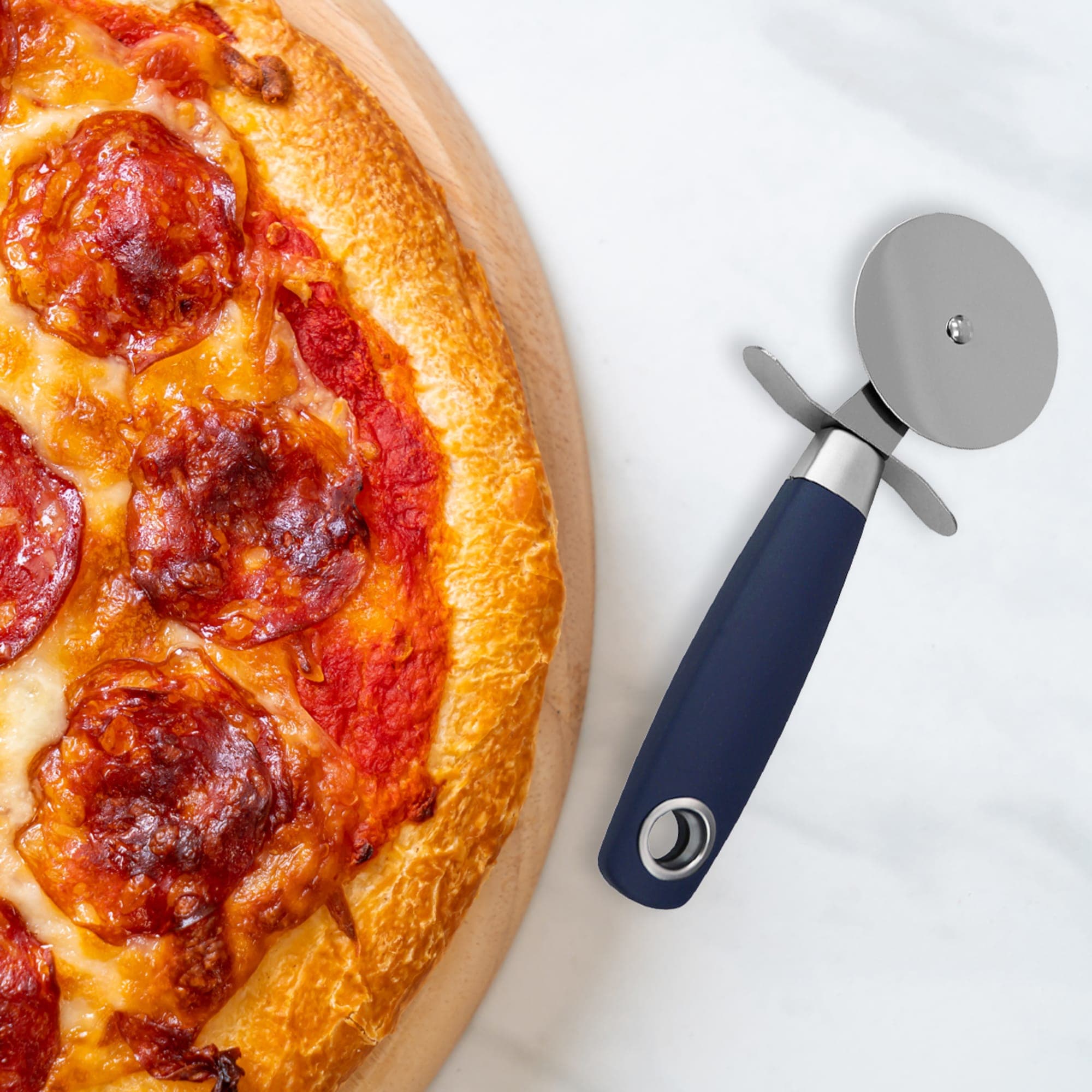 Home Basics Meridian Stainless Steel Pizza Cutter, Indigo $3.00 EACH, CASE PACK OF 24
