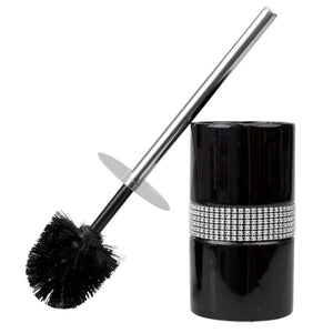 Home Basics  Sequin Accented  Ceramic  Luxury  Hideaway Toilet Brush Holder with Steel Handle, Black $8.00 EACH, CASE PACK OF 6
