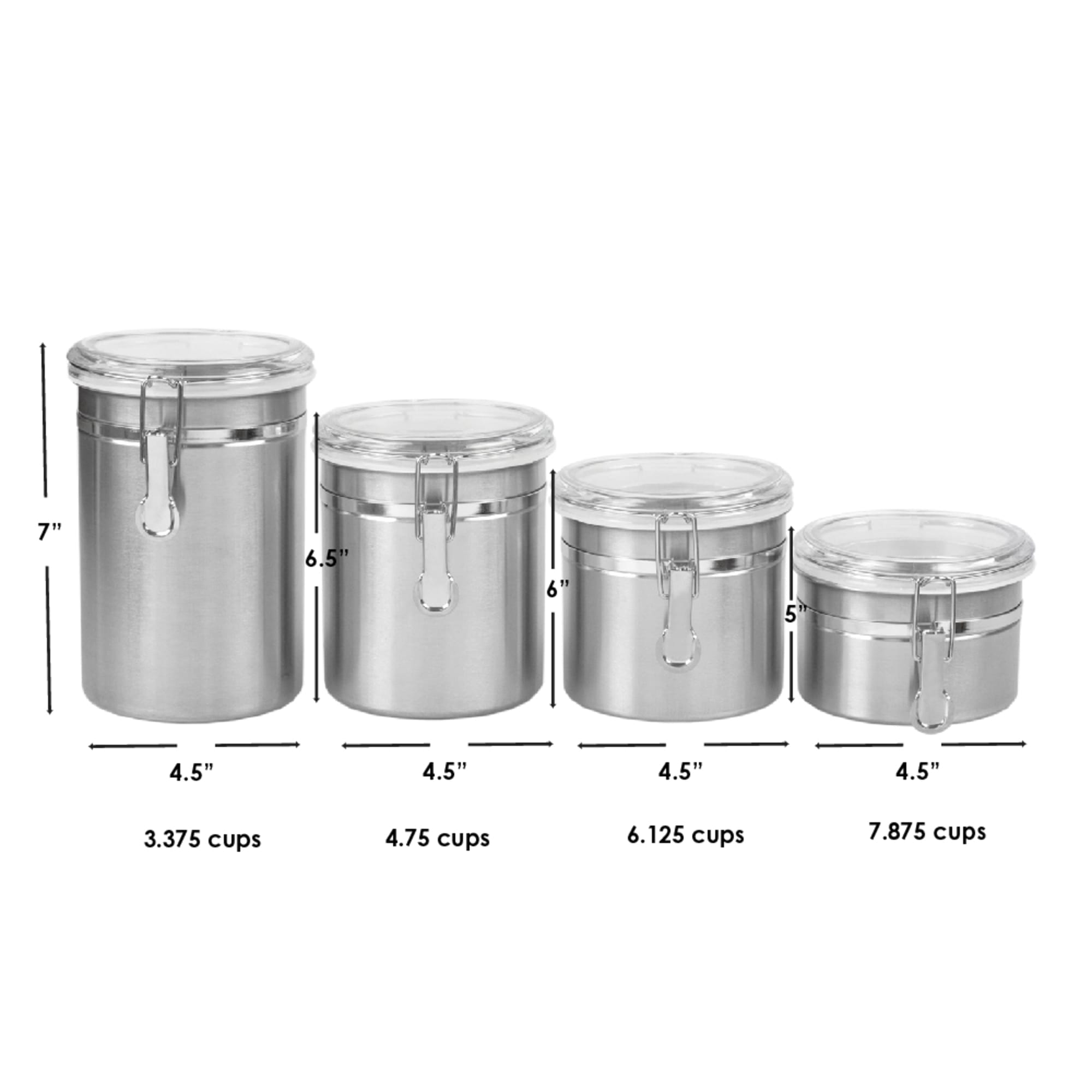 Home Basics 4 Piece Stainless Steel Canister Set $30.00 EACH, CASE PACK OF 6