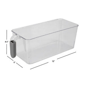 Home Basics Small  Pull-Out Plastic Storage Bin with Soft Grip Handle, Clear $3.00 EACH, CASE PACK OF 12