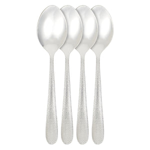 Hammered Silver 4-Piece Dinner Spoon Set - Stainless Steel Flatware Dinner Utensils, Essential Kitchen Cutlery Set, Dishwasher Safe $2.00 EACH, CASE PACK OF 24