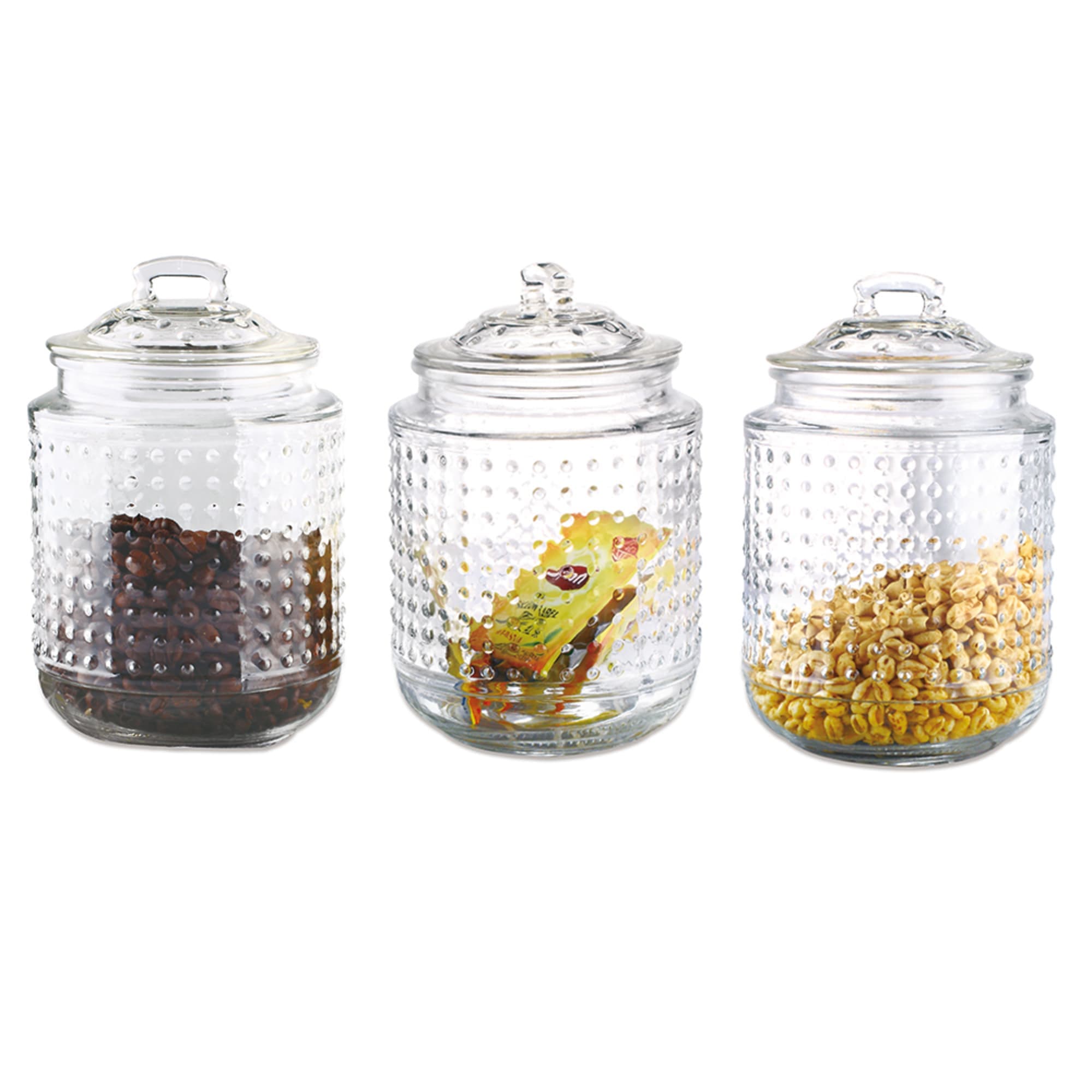 Home Basics Dott 40.5 oz. Glass Canister, (Set of 3), Clear $10.00 EACH, CASE PACK OF 8