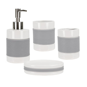 Home Basics 4 Piece Bath Accessory Set With Rubber Grips $10.00 EACH, CASE PACK OF 12