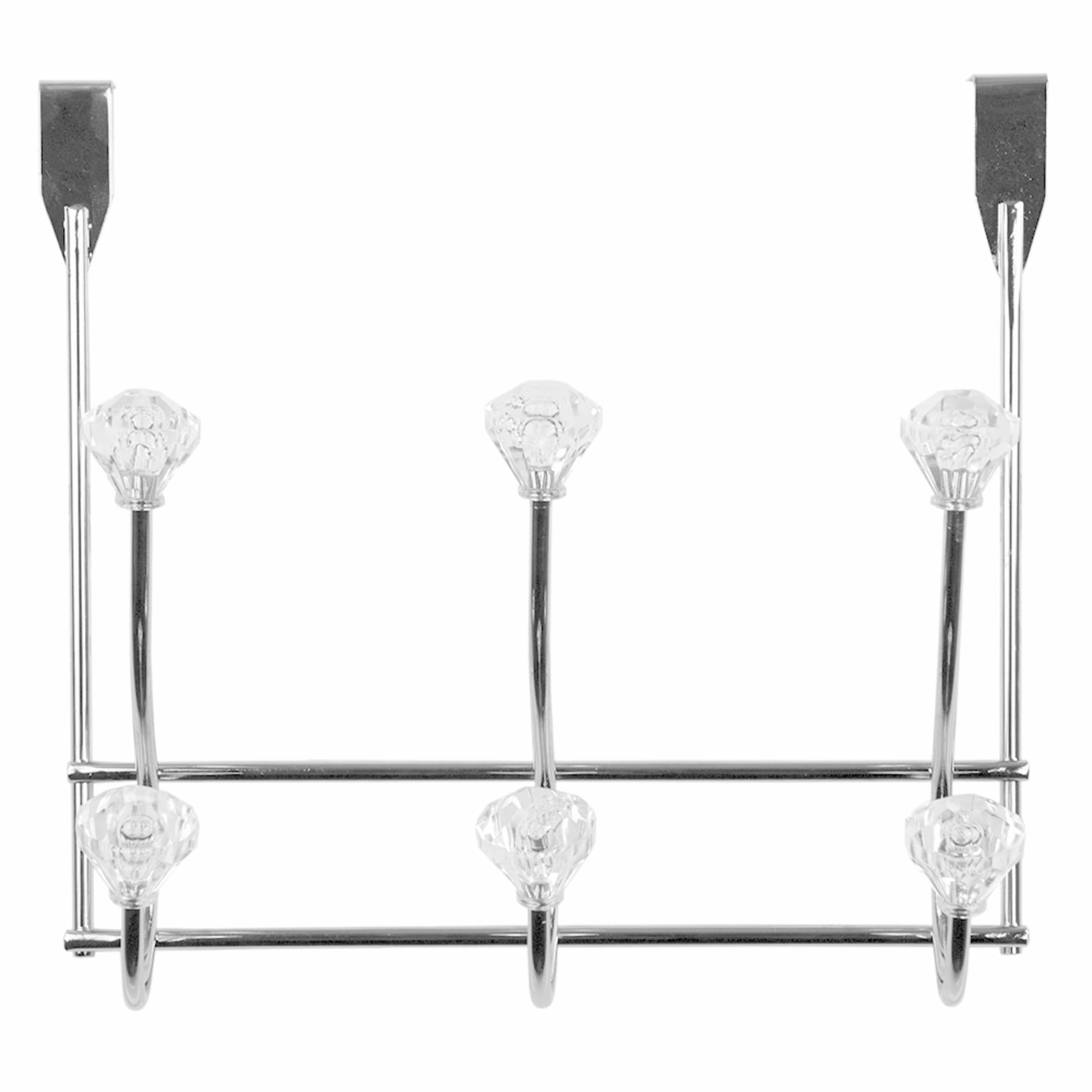 Home Basics Chrome Plated Steel 3 Hook Over the Door Hanging Rack, Crystals $5.00 EACH, CASE PACK OF 12