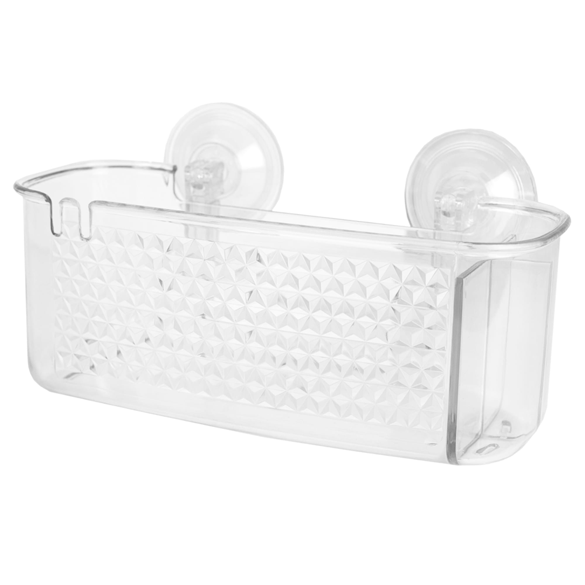 Home Basics Large Cubic Patterned Plastic Shower Caddy with Suction Cups, Clear $4 EACH, CASE PACK OF 24