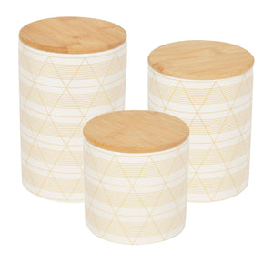 Home Basics Diamond Stripe 3 Piece Ceramic Canister Set with Bamboo Top, White $20.00 EACH, CASE PACK OF 3