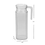 Load image into Gallery viewer, Home Basics Embellished Glass 1 Lt Decorative Beverage Pitcher with No-Mess Pouring Spout and Solid Grip Handle, Clear $4.00 EACH, CASE PACK OF 12
