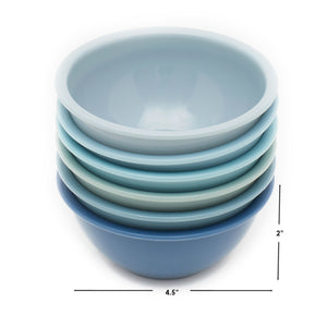 Home Basics Set of 6, Plastic 8 oz. Stacking Pinch Bowl Set, Blue - Multicolored