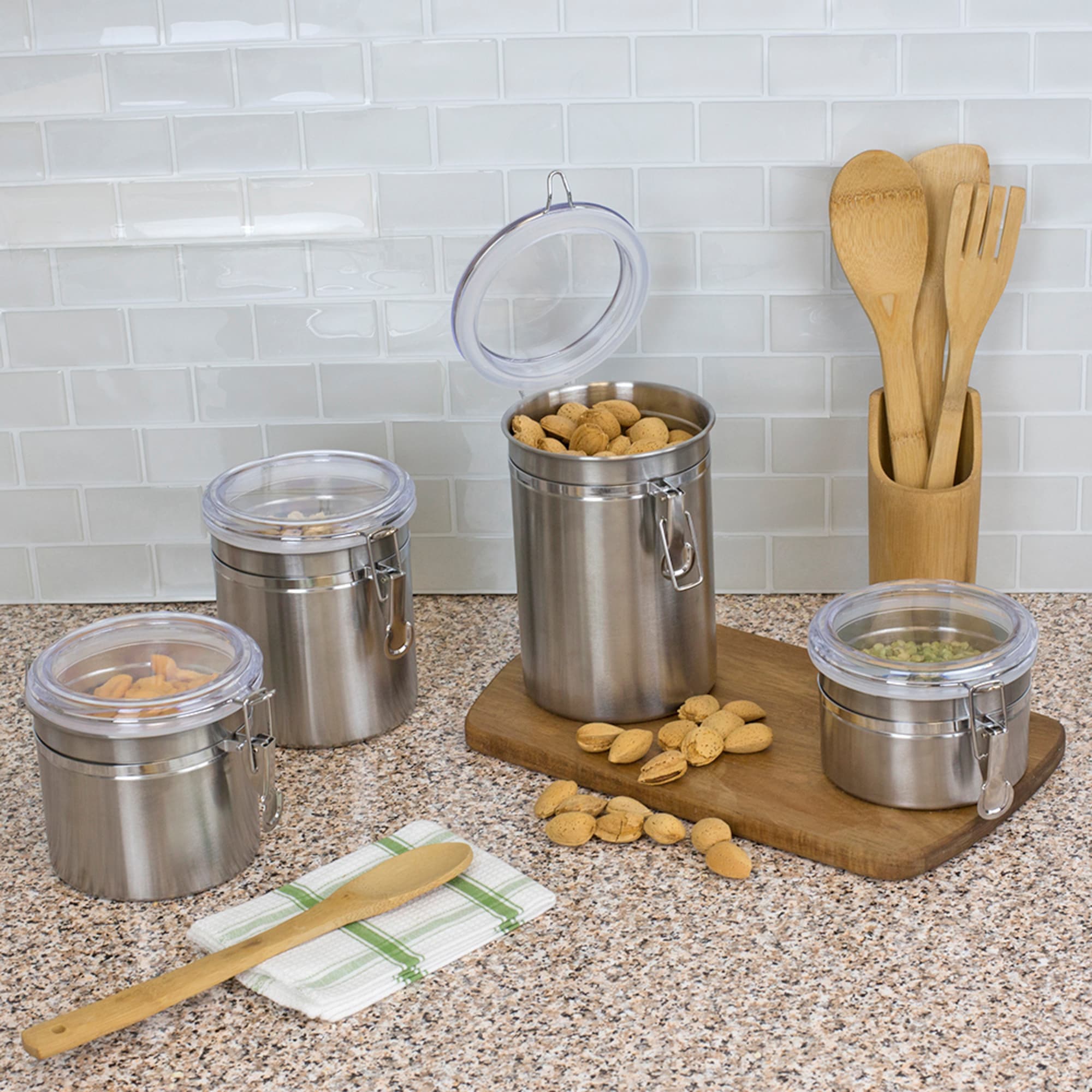 Home Basics 4 Piece Stainless Steel Canister Set $30.00 EACH, CASE PACK OF 6