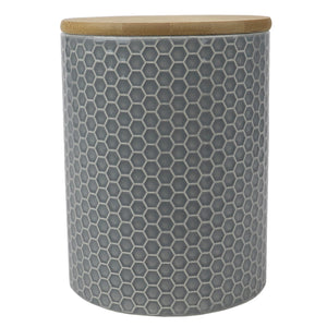 Home Basics Honeycomb Medium Ceramic Canister, Grey $6.00 EACH, CASE PACK OF 12