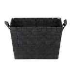 Load image into Gallery viewer, Home Basics Multi-Purpose Stackable Medium Woven Strap Open Bin with Cut-Out Handles, Black $5.00 EACH, CASE PACK OF 6

