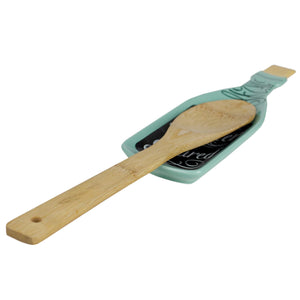 Home Basics Dinner is Poured Wine Shape Ceramic Spoon Rest, Teal $4.00 EACH, CASE PACK OF 24