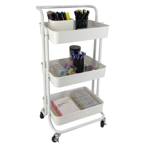 Home Basics 3 Tier Steel Rolling Utility Cart with 2 Locking Wheels, White $30.00 EACH, CASE PACK OF 3