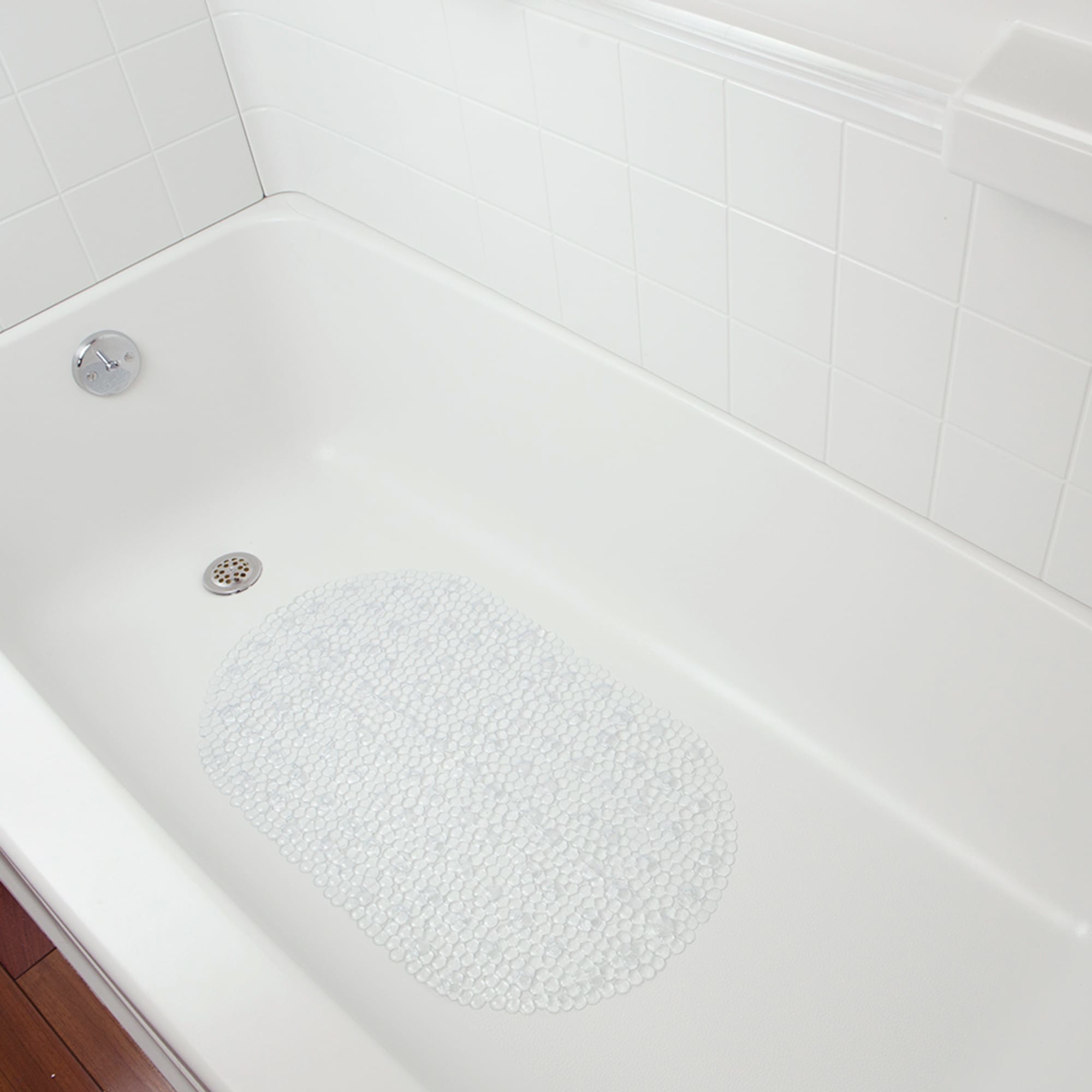 Home Basics Extra Long U Shape Front Bath Mat, Clear, SHOWER