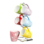 Load image into Gallery viewer, Home Basics 6 Piece Daisy  Mug Set with Stand, Multi-Color $10.00 EACH, CASE PACK OF 6
