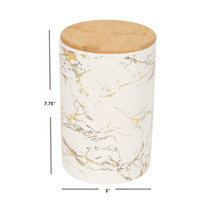 Home Basics Marble Like Large Ceramic Canister with Bamboo Top, White $7.00 EACH, CASE PACK OF 12