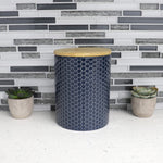 Load image into Gallery viewer, Home Basics Honeycomb Medium Ceramic Canister, Navy $6.00 EACH, CASE PACK OF 12
