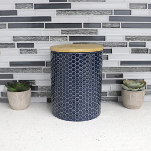 Home Basics Honeycomb Medium Ceramic Canister, Navy $6.00 EACH, CASE PACK OF 12